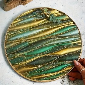 Resim 1 adet 300mm Büyük Yuvarlak Reçine Tepsisi Silikon Kalıp, Dalga Yuvarlak Servis Tabakası Tepsi Epoksi Reçine Kalıbı DIY Saat Masa Tepsisi Döküm Ev Dekorasyonu için 