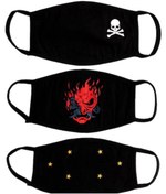 Resim StüdyoÜmitTişört 3 Lü Paket %100 Pamuklu Siyah Penye Kumaş Yıkanabilir Maske B095-3pk1 