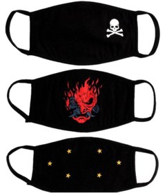 Resim StüdyoÜmitTişört 3 Lü Paket %100 Pamuklu Siyah Penye Kumaş Yıkanabilir Maske B095-3pk1 