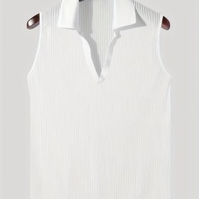 Resim Erkek Seksi Şeffaf Kolsuz V Yaka Tank Üstü - Esnek, Nefes Alabilen Polyester Karışımı, Dar Kesim, Yaz Partileri, Açık Hava ve Günlük Giyim için Mükemmel, Yaz Tank Üstleri, Örgü 
