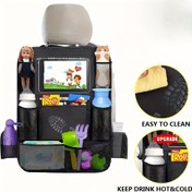 Resim Araba Arka Koltuk Organizatörü, Araç Depolama Çantası, Tekme Koruyucu, Oyuncak Saklama Kesesi, 600D Polyester Fileli Organizer 