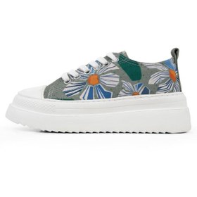 Resim Dogo Kadın Vegan Gri Kalın Taban Sneakers - Origami Bloom Tasarım 