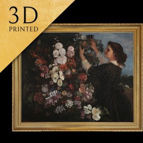 Resim The Trellis by Gustave Courbet, 3d Printed with texture and brush strokes looks like original oil painting - 17"x25" in / 50x63 / As Roll (Canvas) 