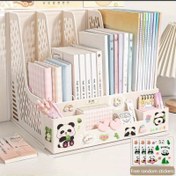 Resim Müfred Kategorilerle Masaüstü Dosya Düzenleyici, Rastgele Stil Çıkartmalarla Hediye Olarak, PP Malzemeyle Yapılmıştır | Ayrılabilir | Alan Tasarrufu Sağlayan Ofis Malzemeleri Depolama Kutusu ve Dosya Düzenleyici. 