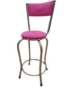 Resim Bengimobilya Sandalye Bar Tipi Yüksek Model Pembe Fuşya 4 Adet Metal Çelik Nik 