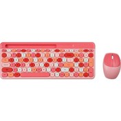 Resim Mofii 2.4g Kablosuz Klavye Mouse Kombosu Klavye Ve Mouse Paylaşımı Bir Alıcı Usb Arayüzü 110 Tuş Yuvası Tasarım Pembe 
