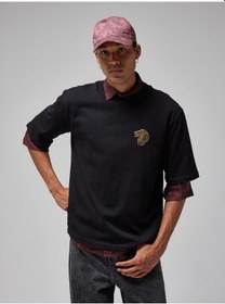 Resim Gsstore X Midground Aslan Logolu Erkek Basic T-shirt E251229 Siyah 