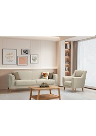 Resim Gürün Ahşap Ayaklı Beyaz Berjer Beyaz 