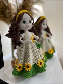 Resim Wanderlust Sevimli Oyun Arkadaşı Örgü Saçlı Etekli El Yapımı Amigurumi Bebek 35cm 