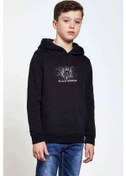 Resim Black Mirror Logo Rock Metal Müzik Baskılı Unisex Çocuk Sweat Siyah 
