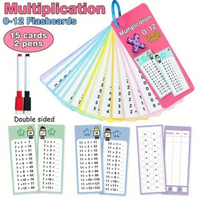 Resim 15 Kartlar Çarpım Tablosu Eğitici Öğrenme Matematik Flash Kartları Çocuklar İçin İlkokul Ortaokul Evde ve Okul Malzemeleri Öğrenme - Karışık Renk, Kağıt, LACHILLY 