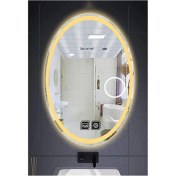 Resim Global Led Mirror 55X75 cm Makyaj Aynalı Dokunmatik Tuşlu Buğu Yapmayan Ledli Elips Banyo Aynası 