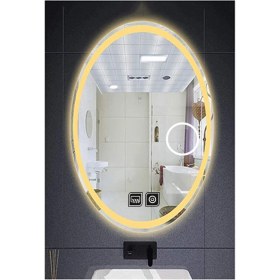 Resim Global Led Mirror 55X75 cm Makyaj Aynalı Dokunmatik Tuşlu Buğu Yapmayan Ledli Elips Banyo Aynası 