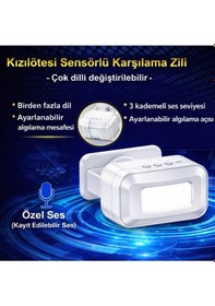 Resim Hareket Sensörlü Kablosuz Kapı Zili 20 Melodi, Çok Dilli Karşılama C50 