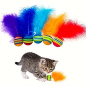 Resim 1/3/5'li Paket Kedi Oyuncak Topları, Yapay Tüylere Sahip Renkli Gökkuşağı Oyuncaklar, İç Mekan Etkileşimli Oyun için Kediler, Çeşitli Boyutlarda ve Renklerde Mevcut 