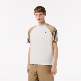 Resim Lacoste Sport Erkek Regular Fit Bisiklet Yaka Renk Bloklu Beyaz T-shirt 