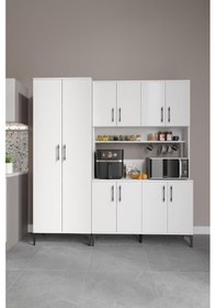 Resim Plain Metal Ayak Metal Kulp Pla10190 Kahve Köşesi 10 Kapaklı Çok Amaçlı Dolap Erzak Dolabı Kiler Dolabı Saklama Dolabı Beyaz 