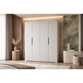 Resim VM VERTEX MOBİLYA Monza 4 Kapılı Beyaz Gardırop Dolap 120 Cm Vm30, 180 Cm 