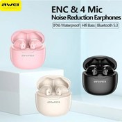Resim Lasonstiges T68-bej Awei T68 Enc Gürültü Önleyici Kulaklık 5.3 Bluetooth Kulaklık Ile 4 Mic Kablosuz Kulaklık Oyun Hifi Bas Ses Spor Kulaklık 