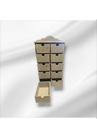 Resim Ahşap Boyanabilir 10 Çekmeceli Takı-aksesuar Organizer Kutu 