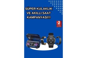 Resim TKÇ Yeni Nesil Kampanyası Bluetooth Bağlantılı Akıllı Saat ve Kablosuz Kulaklık Dijital Gösterge 