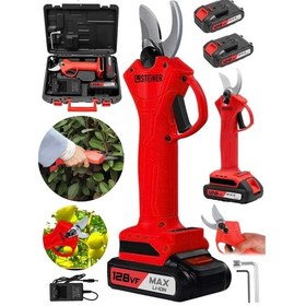 Resim Steiner 128 Vf 10 Ah Çift Akülü Bağ Makası Dal Budama Makası Krmz 