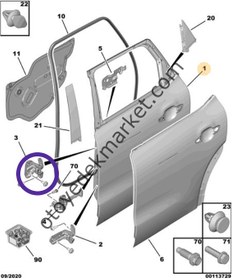 Resim Citroen C3 Aircross (2017-2023) Sağ Arka Kapı Üst Menteşesi (Orijinal) 