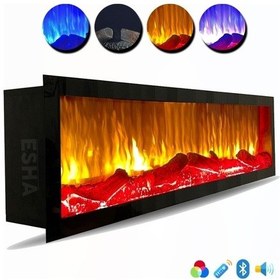 Resim Esha Home Elektrikli Dekoratif Yapay Şömine Bluetooht Sabit Çıtırtı 100x30 X18 Cm 