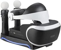 Resim Aokicase PS VR2 için çok fonksiyonlu şarj istasyonu, LED'li, çok fonksiyonlu soğutma tabanı, çift şarj istasyonu PS VR2 için kulaklık tutuculu (siyah, PS VR2) KJH-PSVR2-01 