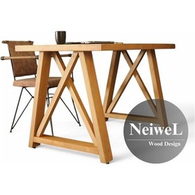 Resim Neiwel Wedel Doğal Ahşap Çalışma Ve Ofis Masası-70cm-140cm Açık Ceviz 
