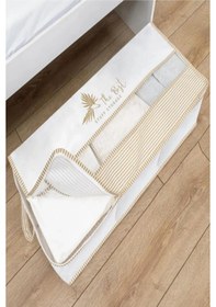 Resim 2 Adet Premium Baskılı Pencereli Baza Altı Düzenleyici Hurç 70x32x20 Baskılı Premium Özel Kumaş Beyaz 