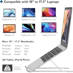 Resim Storemax Metal Laptop Tablet iPad Dizüstü Bilgisayar Standı 7-17.3 Inç Tüm Cihazlar Için 7 Seviye Yükseklik Ayarı Taşınabilir Kaymaz Laptop Yükseltici Havalandırmalı Soğutma Katlanabilir Masaüstü Standı 
