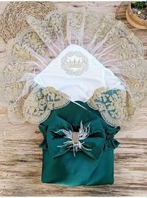 Resim Zümrüt Gold Lüks Bebek Kundağı Unisex Bebek Dış Kundak Battaniyesi Hastane Çıkışı Mevlütlük 
