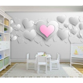Resim 3D Boyutlu Kalpler Genç Odası Duvar Kağıdı 