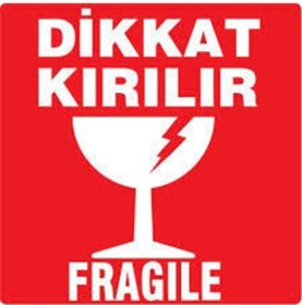 Resim Zebra Dikkat Kırılır Etiket 100x100 Mm 1 Rulo 500 Adet 
