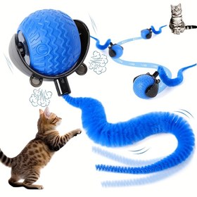 Resim 1 adet Etkileşimli Kedi Oyuncağı - USB Şarj Edilebilir Otomatik Hızlı Top, Akıllı Kuyruk Takibi ve Pet Takip Oyunu, Tüm Irklar İçin Dayanıklı Plastik Tasarım, Kedi Oyuncağı Etkileşimli, Oyun Sever Tasarım, Canlı Renkler 