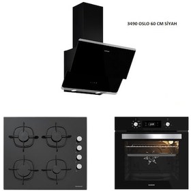 Resim Silverline BO65E4B01 - CS5335B02 - 3490 Oslo 60 Siyah Ankastre Set 