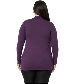 Resim Disentis Büyük Beden Yarım Balıkçı Uzun Kollu Viskon Mürdüm Body-mürdüm Mürdüm 