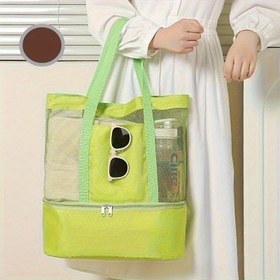 Resim Katlanabilir Hafif Plaj Çantası İzole Bölmeli & Ayarlanabilir Omuz Askılı - Canlı Limon Yeşili Polyester Seyahat Çantası Tatil, Günlük Kullanım için - Fermuar Kapatma, Bilek Kayışı, Kolay Temizlenebilir Tasarım, Plaj Çantası, İşe Gidiş Geliş Aksesuarı 