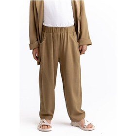 Resim Oliven The Kid Unisex Klasik Keten Pantolon Caramel Caramel Kahverengi 