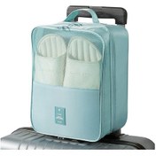 Resim Yuntech01 Yolculuk Ayakkabı Depolama Çantası - Kaliteli Oxford Kumaşı, 3 Ayakkabı Kapasitesi, Reçine Döşeme, Sırt Çantası Stili Göl Mavisi Mavi 