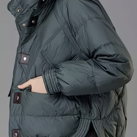 Resim Kadınların Şık Kış Ceketi - Kısa Boy, Çift Sıralı Düğme Önü, Yuvarlak Yaka, Düz Renk, Sıcak ve Şık Küçük Kadınlar İçin, Günlük veya Resmi Kıyafetler İçin Mükemmel, Kış Montları, Kış Dolgusu Kadınlar İçin, Hafif Dolgusu Kadınlar İçin, Kadınlar İçin Kış Montu 