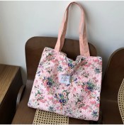 Resim Yan Department Store Renkli Çiçekli Çanta Çift Katmanlı Büyük Kapasiteli Kız Öğrenci Alışveriş ve Işe Gidip Gelme Omuz Çantası (Yurt Dışından) 