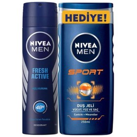 Resim Nivea Deo Sprey Fresh Active For Men 150 ml + Duş Jeli 250 ml 