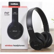 Resim Siyah P47 Tws Kulaklık 5.0 Bluetooth Kulaklık Katlanır Serisi Kablosuz Spor Oyun Stereo Kulaklık İphone Huawei Xiaomi Samsung İçin 
