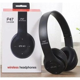 Resim Siyah P47 Tws Kulaklık 5.0 Bluetooth Kulaklık Katlanır Serisi Kablosuz Spor Oyun Stereo Kulaklık İphone Huawei Xiaomi Samsung İçin 