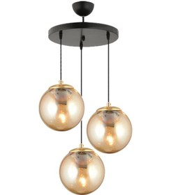 Resim İstanbul Avize Sarkıt 3'lü Siyah Sarı Glop Camlı Avize Siyah 