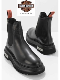 Resim Harley Davidson Mourir Siyah Deri Kadın Bot Postal Ayakkabı Siyah 
