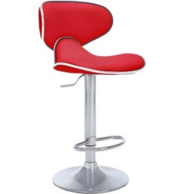 Resim Bürocci Zen Bar Taburesi - Kırmızı Modern Deri Metal Ataklı Yüksek Tezgah Sandalyesi - 9549s0511 Kırmızı 