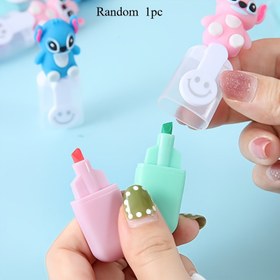 Resim 1 Adet Malzeme: Kumaş [Lisanslı] Disney Stitch Dikimli Paketleme Mini Floresan Kalem, Lilo ve Stitch Çizgi Film Tasarımı, 6 Renk, DIY El Kitabı, Sevimli Öğrenci Marker Kalemi, Ofis Hediyesi 